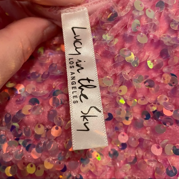 Lucy in the Sky Pink sequins cocktail style dress Womens XS - Picture 4 of 7